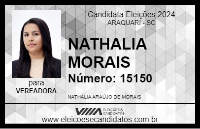 Candidato NATHALIA MORAIS 2024 - ARAQUARI - Eleições