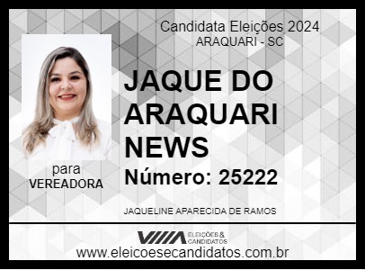 Candidato JAQUE DO ARAQUARI NEWS 2024 - ARAQUARI - Eleições