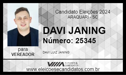 Candidato DAVI JANING 2024 - ARAQUARI - Eleições