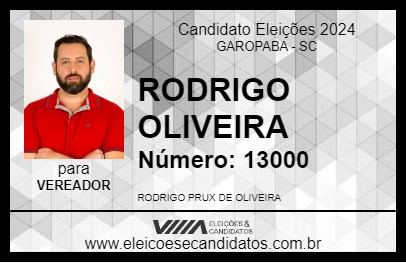 Candidato RODRIGO OLIVEIRA 2024 - GAROPABA - Eleições