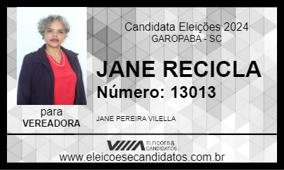 Candidato JANE RECICLA 2024 - GAROPABA - Eleições