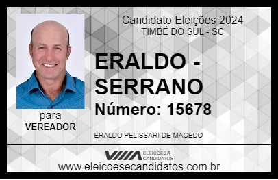 Candidato ERALDO - SERRANO 2024 - TIMBÉ DO SUL - Eleições