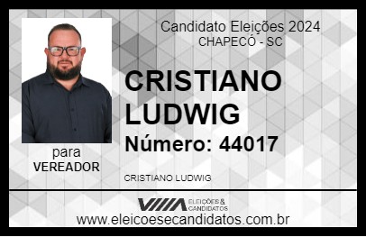 Candidato CRISTIANO LUDWIG 2024 - CHAPECÓ - Eleições