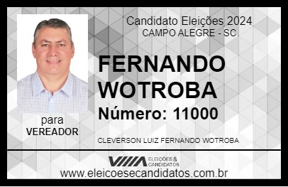 Candidato FERNANDO WOTROBA 2024 - CAMPO ALEGRE - Eleições