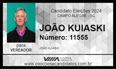 Candidato JOÃO KUIASKI 2024 - CAMPO ALEGRE - Eleições