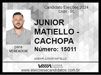 Candidato JUNIOR MATIELLO - CACHOPA 2024 - CAIBI - Eleições