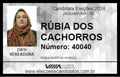 Candidato RÚBIA DOS CACHORROS 2024 - JAGUARUNA - Eleições