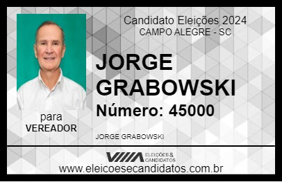 Candidato JORGE GRABOWSKI 2024 - CAMPO ALEGRE - Eleições