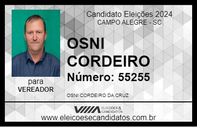 Candidato OSNI CORDEIRO 2024 - CAMPO ALEGRE - Eleições