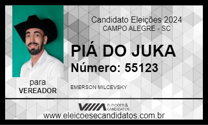 Candidato PIÁ DO JUKA 2024 - CAMPO ALEGRE - Eleições