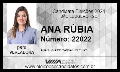 Candidato ANA RÚBIA 2024 - SÃO LUDGERO - Eleições