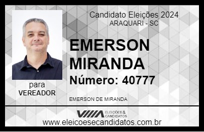 Candidato EMERSON MIRANDA 2024 - ARAQUARI - Eleições