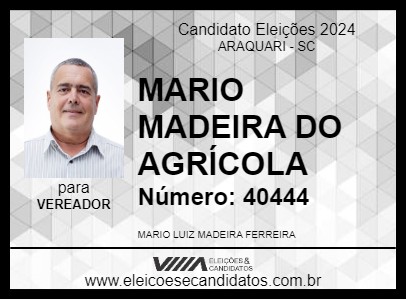 Candidato MARIO MADEIRA DO AGRÍCOLA 2024 - ARAQUARI - Eleições