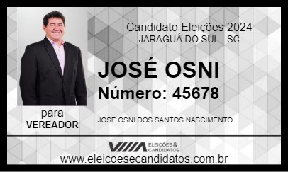 Candidato JOSÉ OSNI - AMADO BATISTA 2024 - JARAGUÁ DO SUL - Eleições