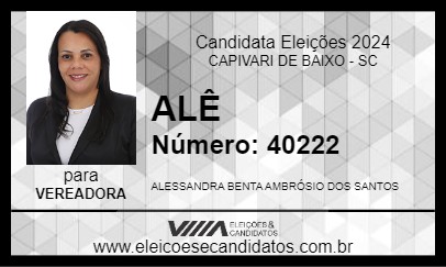 Candidato ALÊ 2024 - CAPIVARI DE BAIXO - Eleições