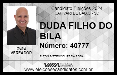 Candidato DUDA FILHO DO BILA 2024 - CAPIVARI DE BAIXO - Eleições