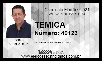 Candidato TEMICA 2024 - CAPIVARI DE BAIXO - Eleições