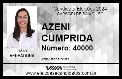 Candidato AZENI CUMPRIDA 2024 - CAPIVARI DE BAIXO - Eleições