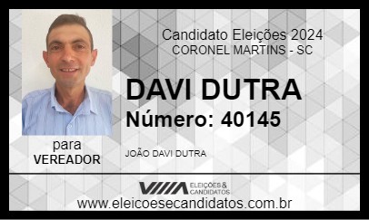 Candidato DAVI DUTRA 2024 - CORONEL MARTINS - Eleições