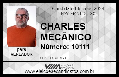 Candidato CHARLES MECÂNICO 2024 - NAVEGANTES - Eleições