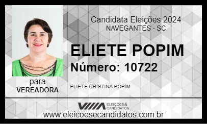 Candidato ELIETE POPIM 2024 - NAVEGANTES - Eleições