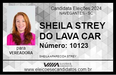 Candidato SHEILA STREY DO LAVA CAR 2024 - NAVEGANTES - Eleições