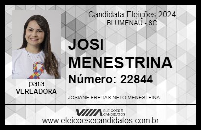 Candidato JOSI MENESTRINA 2024 - BLUMENAU - Eleições