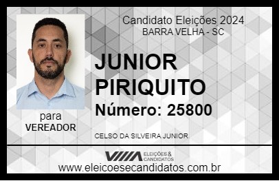 Candidato JUNIOR PIRIQUITO 2024 - BARRA VELHA - Eleições