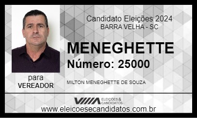 Candidato MENEGHETTE 2024 - BARRA VELHA - Eleições