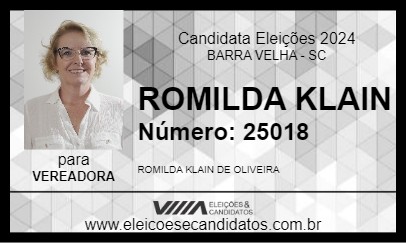 Candidato ROMILDA KLAIN 2024 - BARRA VELHA - Eleições