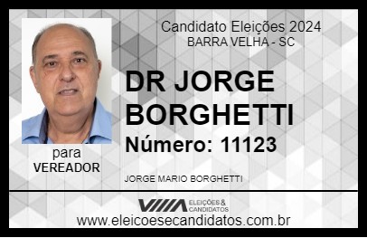 Candidato DR JORGE BORGHETTI 2024 - BARRA VELHA - Eleições