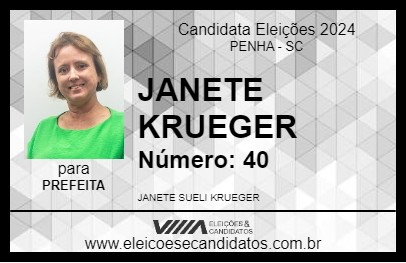 Candidato JANETE KRUEGER 2024 - PENHA - Eleições