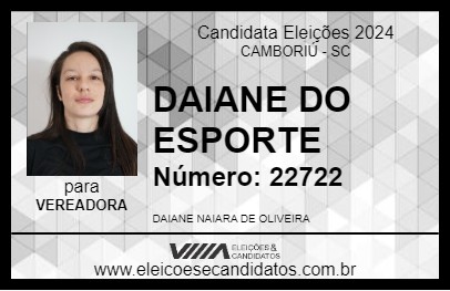 Candidato DAIANE DO ESPORTE 2024 - CAMBORIÚ - Eleições