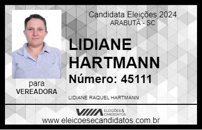 Candidato LIDIANE HARTMANN 2024 - ARABUTÃ - Eleições