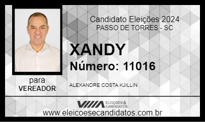 Candidato XANDY 2024 - PASSO DE TORRES - Eleições