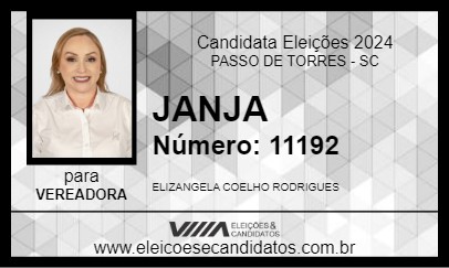 Candidato JANJA 2024 - PASSO DE TORRES - Eleições