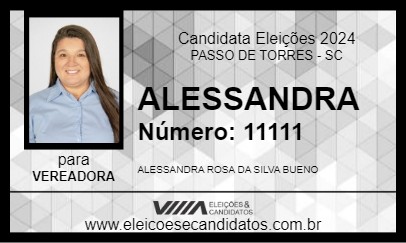 Candidato ALESSANDRA 2024 - PASSO DE TORRES - Eleições