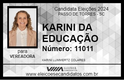 Candidato KARINI DA EDUCAÇÃO 2024 - PASSO DE TORRES - Eleições