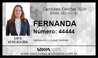 Candidato FERNANDA 2024 - ERVAL VELHO - Eleições