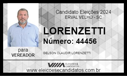 Candidato LORENZETTI 2024 - ERVAL VELHO - Eleições