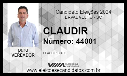 Candidato CLAUDIR 2024 - ERVAL VELHO - Eleições