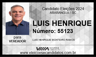 Candidato LUIS HENRIQUE 2024 - ARARANGUÁ - Eleições