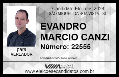 Candidato EVANDRO MARCIO CANZI 2024 - SÃO MIGUEL DA BOA VISTA - Eleições