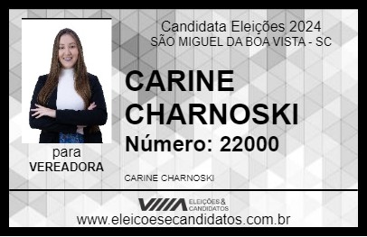 Candidato CARINE CHARNOSKI 2024 - SÃO MIGUEL DA BOA VISTA - Eleições