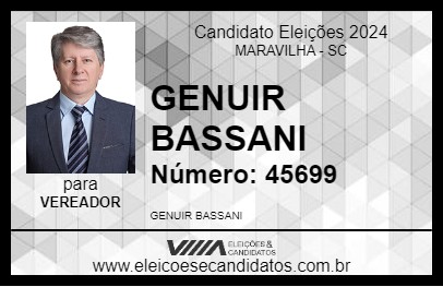 Candidato GENUIR BASSANI 2024 - MARAVILHA - Eleições