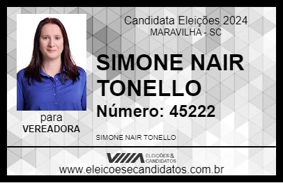 Candidato SIMONE NAIR TONELLO 2024 - MARAVILHA - Eleições