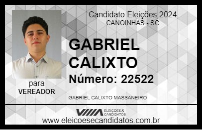 Candidato GABRIEL CALIXTO 2024 - CANOINHAS - Eleições