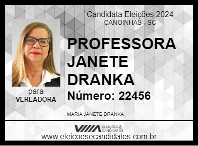 Candidato PROFESSORA JANETE DRANKA 2024 - CANOINHAS - Eleições