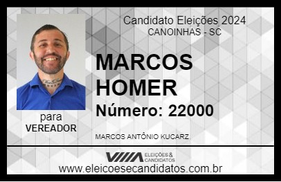 Candidato MARCOS HOMER 2024 - CANOINHAS - Eleições