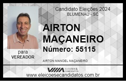 Candidato AIRTON MAÇANEIRO 2024 - BLUMENAU - Eleições